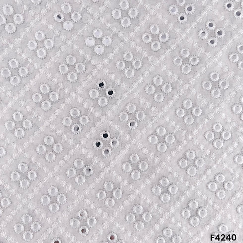 Dyeable Mirror Work Thread Embroidered Georgette Fabric- F4240